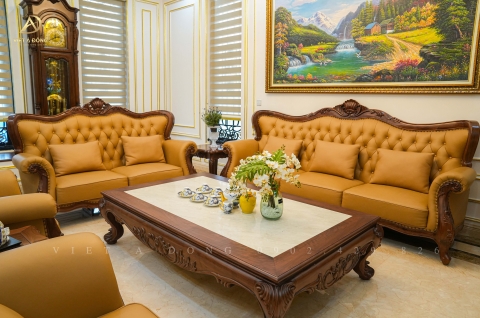 Thi công nội thất biệt thự gỗ óc chó tại Bắc Từ Liêm, Hà Nội - Chú Thường